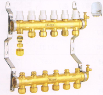 吕丰分水器管件_LF3393 ZD1＂G型执行器锻压地暖分水器（间距5.0）